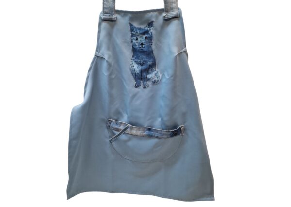 Schort blauw - zittende kat - Afbeelding 2