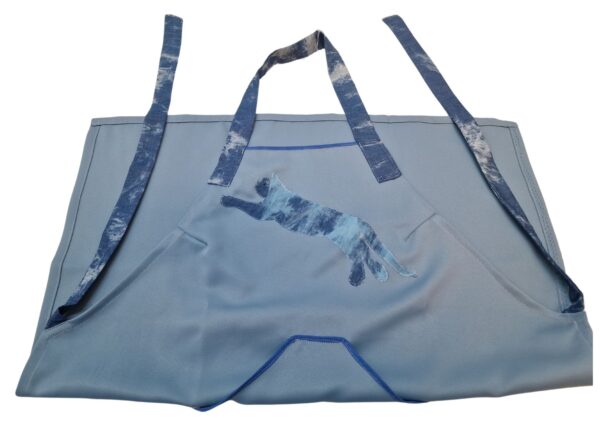 Schort blauw - springende kat