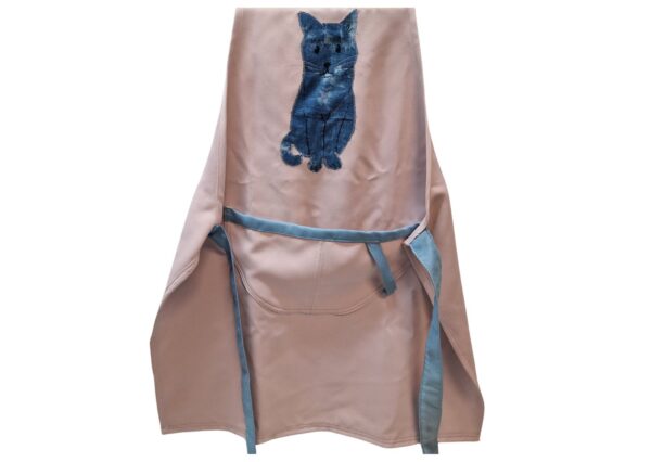 Schort roze met blauwe kat - Afbeelding 3